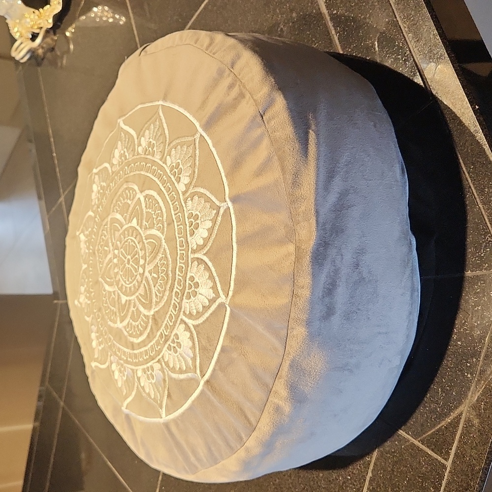 Gray Fabric Meditation Yoga Pillow Cushion
